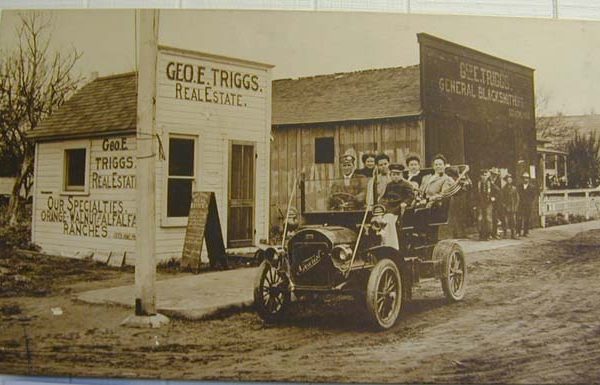 Early 1900s Geo. E. Triggs Real Estate office in the farming settlement that became Pico Rivera